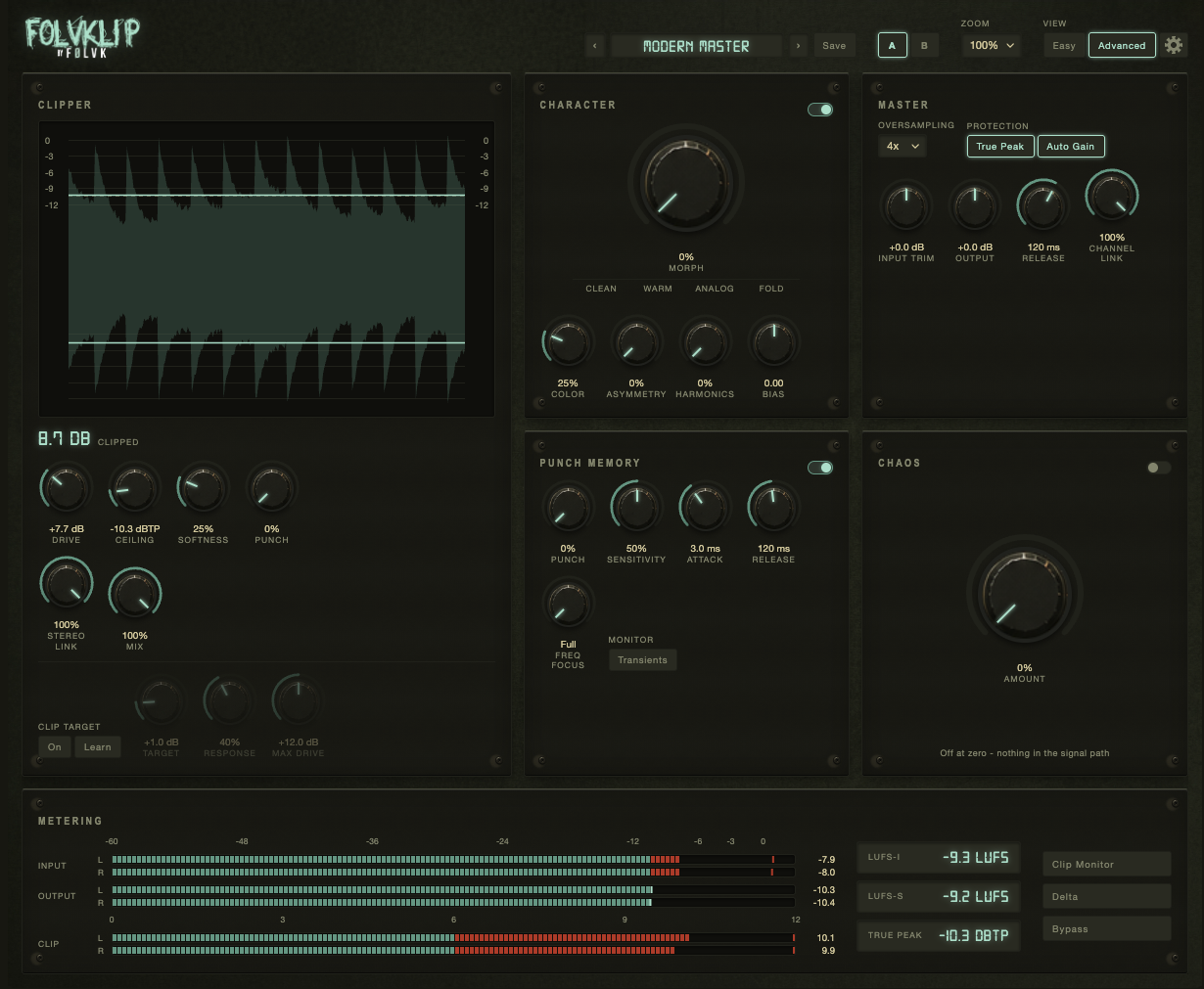 FOLVKlip Advanced Mode full parameter control with six panels